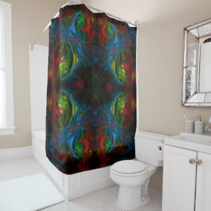 Genesis Blue Abstract Art Shower Curtain