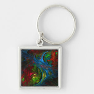 Genesis Blue Abstract Art Small Key Ring
