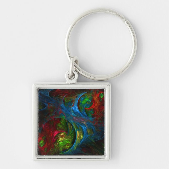 Genesis Blue Abstract Art Small Key Ring (Front)