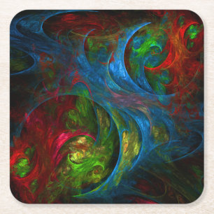 Genesis Blue Abstract Art Square Paper Coaster