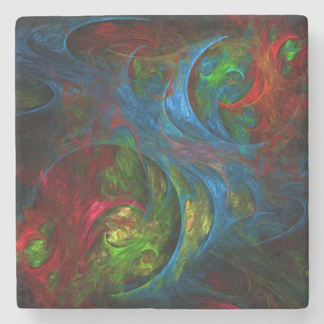 Genesis Blue Abstract Art Stone Coaster (Front)