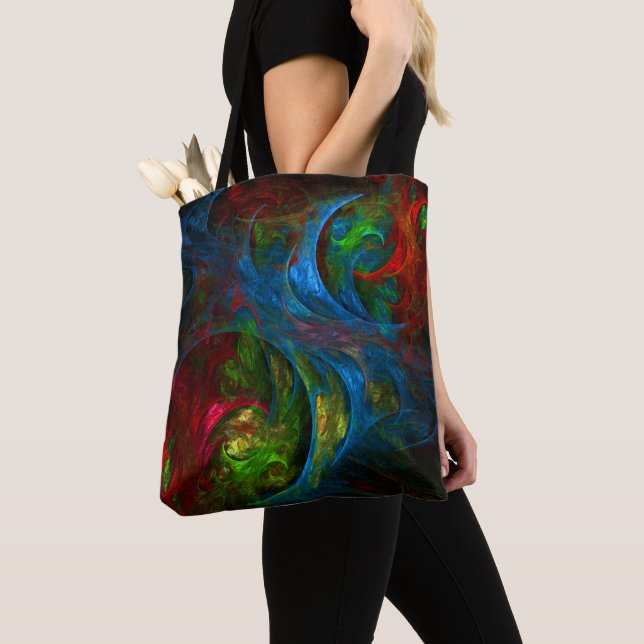 Genesis Blue Abstract Art Tote Bag (Close Up)