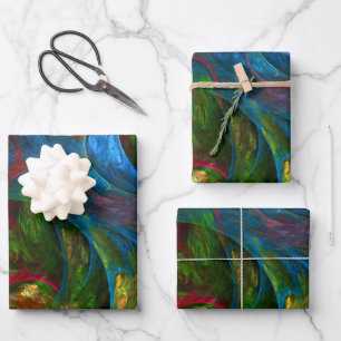 Genesis Blue Abstract Art Wrapping Paper Sheet