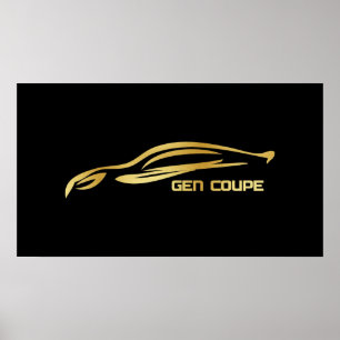 Genesis Coupe Gold Silhouette Logo Poster