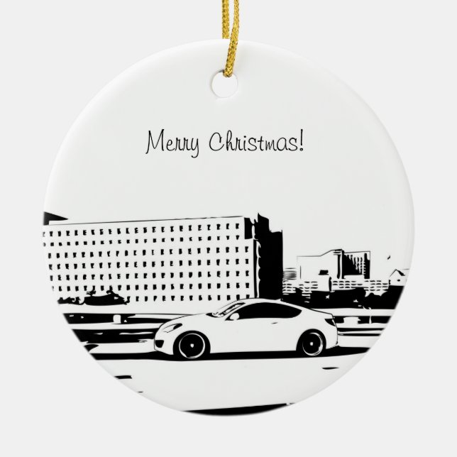 Genesis Coupe Rolling shot Ceramic Tree Decoration (Front)