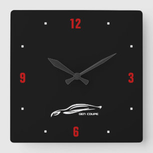 Genesis Coupe white brushstroke logo Square Wall Clock