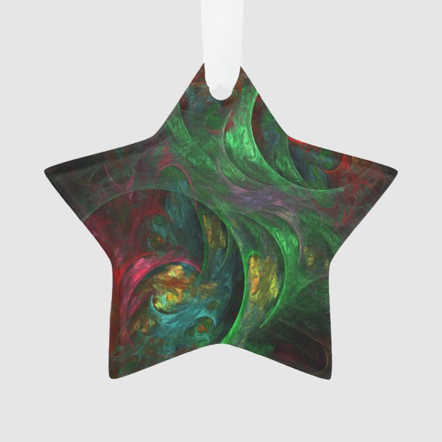 Genesis Green Abstract Art Acrylic Star Ornament (Front)
