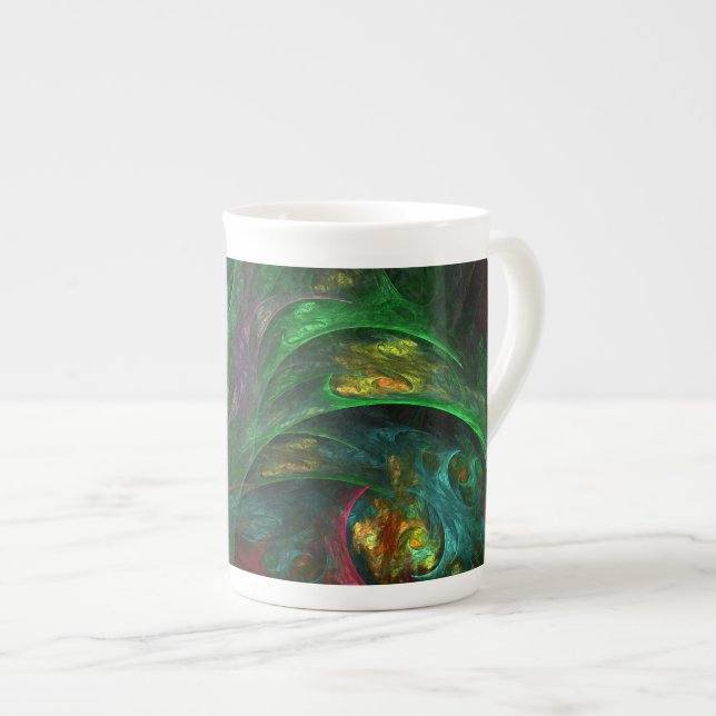 Genesis Green Abstract Art Bone China Mug (Front Right)