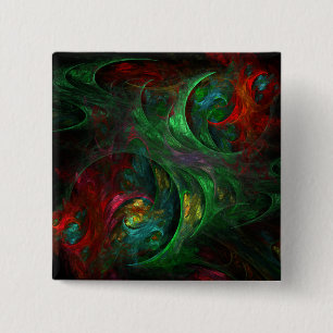 Genesis Green Abstract Art Button (square)