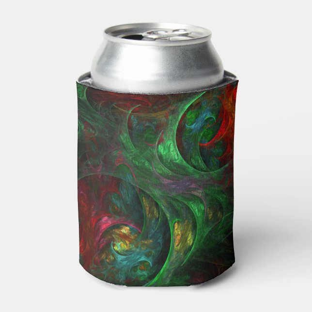 Genesis Green Abstract Art Can Cooler (Can Front)