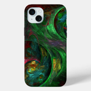 Genesis Green Abstract Art iPhone 15 Mini Case
