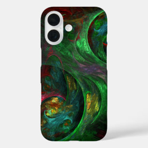 Genesis Green Abstract Art iPhone 16 Case