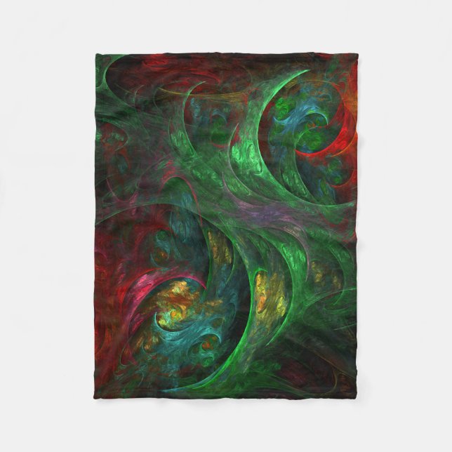 Genesis Green Abstract Art Fleece Blanket (Front)