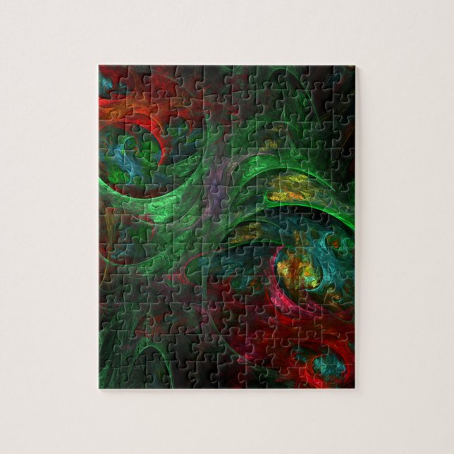 Genesis Green Abstract Art Jigsaw Puzzle (Vertical)