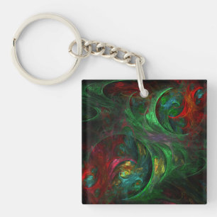 Genesis Green Abstract Art Key Ring
