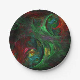 Genesis Green Abstract Art Paper Plate