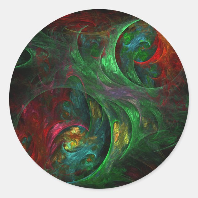 Genesis Green Abstract Art Round Sticker (Front)