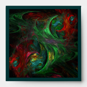Genesis Green Abstract Art Square Envelope