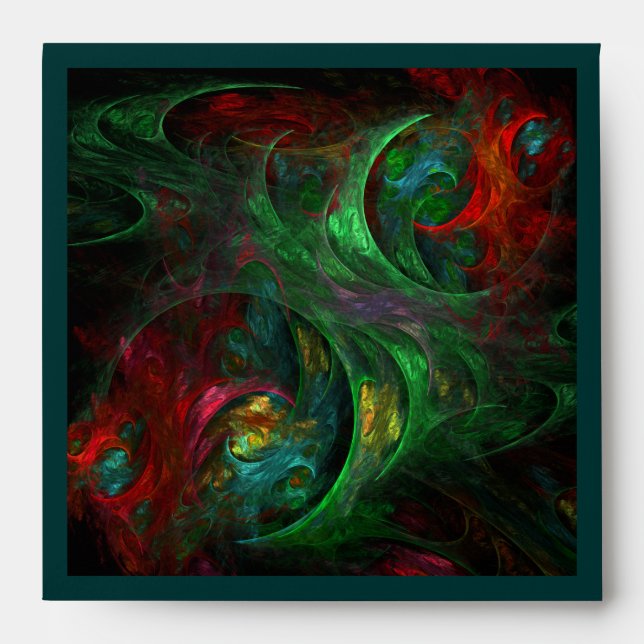 Genesis Green Abstract Art Square Envelope (Front)