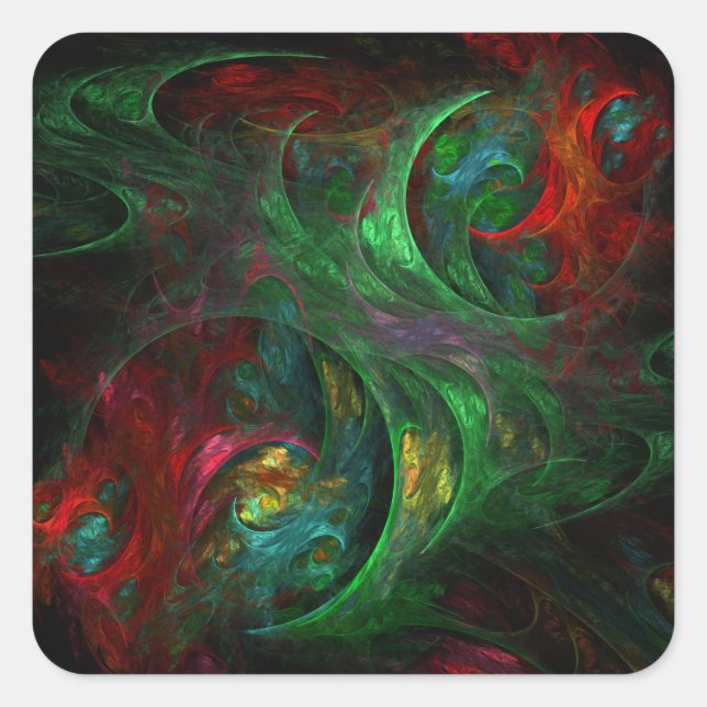 Genesis Green Abstract Art Square Sticker (Front)