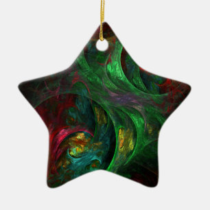 Genesis Green Abstract Art Star Ornament