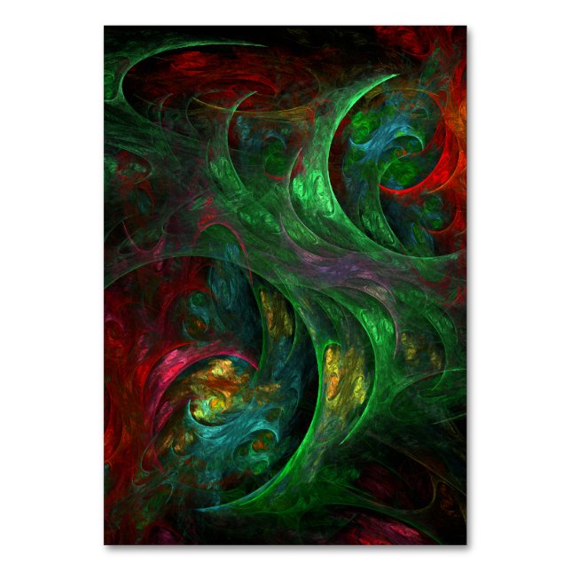Genesis Green Abstract Art Table Card (Front)