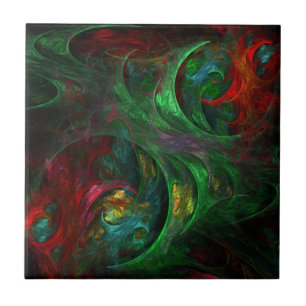 Genesis Green Abstract Art Tile