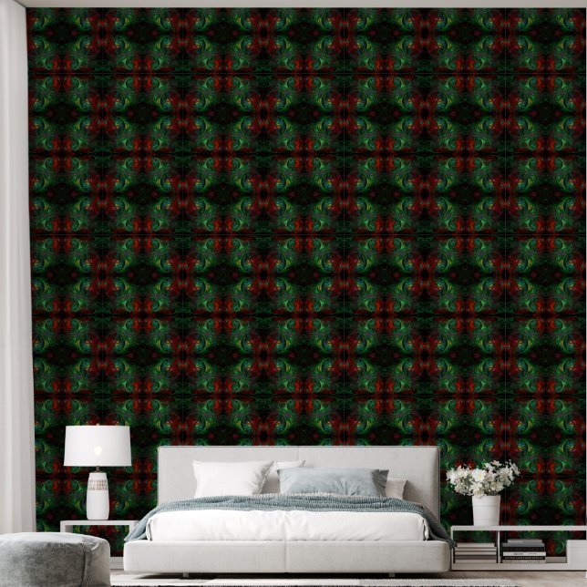 Genesis Green Abstract Art Wallpaper (Bedroom)