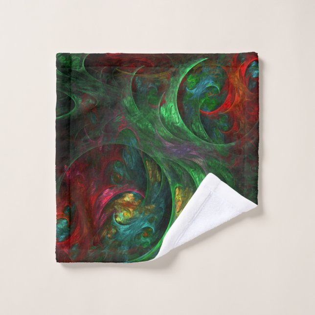 Genesis Green Abstract Art Wash Cloth (Wash Cloth)