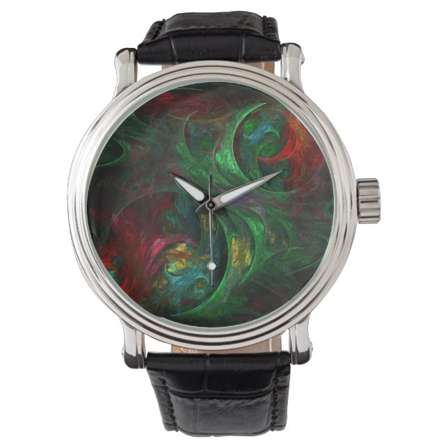 Genesis Green Abstract Art Watch (Front)