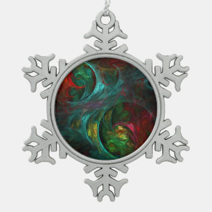 Genesis Nova Abstract Art Snowflake Pewter Christmas Ornament