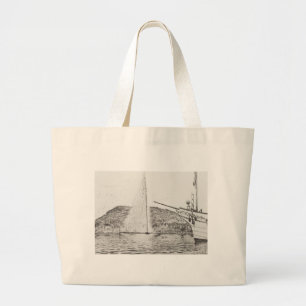 Geneva Fountain and Bow of pleasure Boat 2011 Large Tote Bag