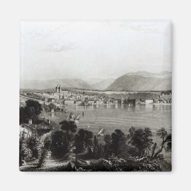 Geneva from Coligny, engraved by Robert Wallis Magnet (Front)