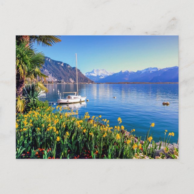 Geneva lake at Montreux, Vaud, Switzerland Postcard (Front)