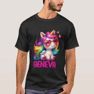Geneva Personalised Name Colourful Unicorn Women G T-Shirt