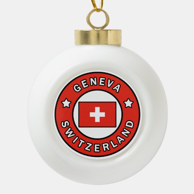 Geneva Switzerland Ceramic Ball Christmas Ornament (Front)