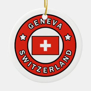 Geneva Switzerland Ceramic Ornament