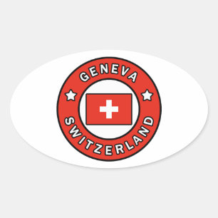 Geneva Switzerland Oval Sticker