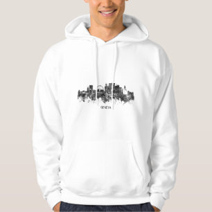 Geneva Switzerland Skyline BW Hoodie