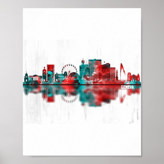 Geneva Switzerland Skyline Poster (Front)