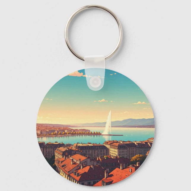 Geneva Switzerland Travel  Key Ring (Front)
