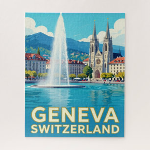 Geneva Switzerland Travel Lake Landmarks Jigsaw Puzzle