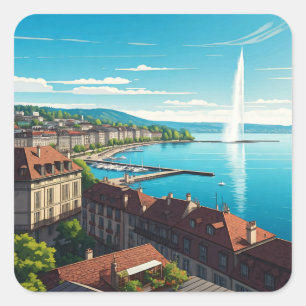 Geneva Switzerland Travel Square Sticker