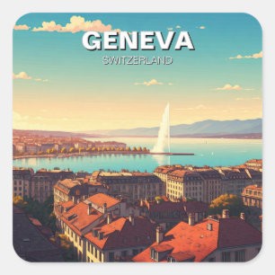 Geneva Switzerland Travel Square Sticker