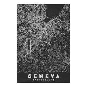 Geneva Switzerland Vintage Map Photo Print