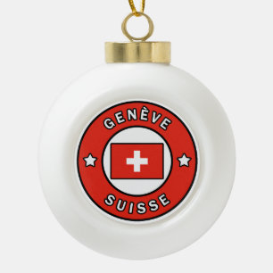 Genève Suisse Ceramic Ball Christmas Ornament