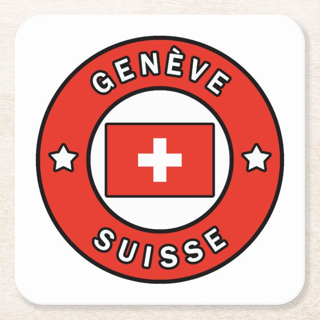 Genève Suisse Square Paper Coaster (Front)