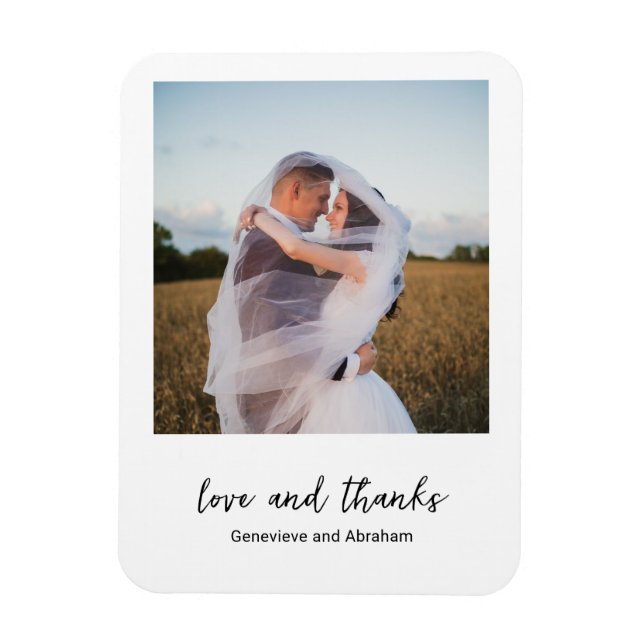 Genevieve Black and White Photo Modern Wedding Magnet (Vertical)