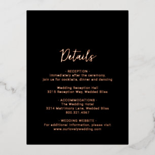 Genevieve Black Photo Modern Wedding Foil Invitation Postcard