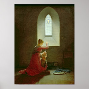 Genevieve of Brabant Baptising her Son in Prison Poster